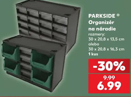 PARKSIDE Organizér na náradie, rozmery 30 × 20,8 × 13,5 cm alebo 30 × 20,8 × 16,3 cm