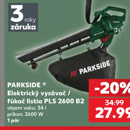 PARKSIDE Elektrický vysávač a fúkač lístia PLS 2600 B2