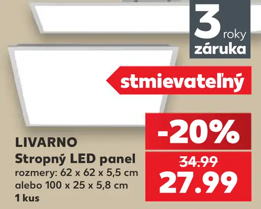 Livarno stropný LED panel, stmievateľný, rozmery 62 × 62 × 5,5 cm