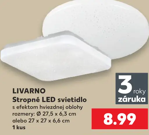 Livarno stropné LED svietidlo s efektom hviezdnej oblohy, rozmery Ø 27,5 × 6,3 cm alebo 27 × 27 × 6,6 cm
