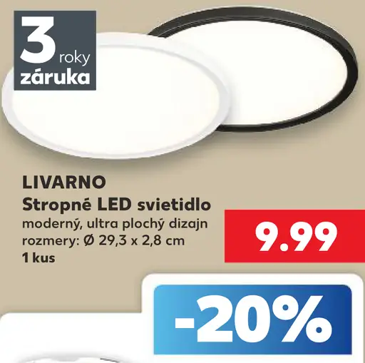 LIV&BO stropné LED svietidlo, moderný ultra plochý dizajn, rozmery Ø 29,3 × 2,8 cm