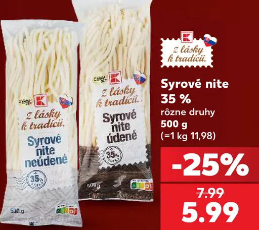 Syrové nite 35 % – neúdené, údené