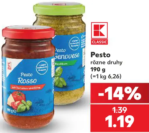 K Classic pesto rôzne druhy