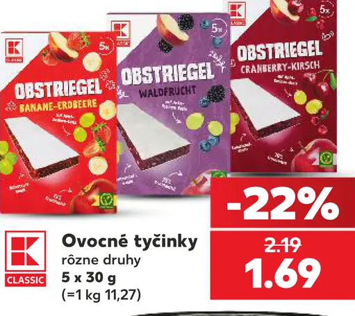 K Classic ovocné tyčinky rôzne druhy