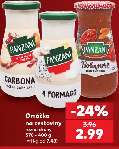 Panzani omáčka na cestoviny – rôzne druhy