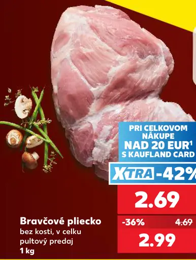 Bravčové plecko bez kosti v celku pultový predaj