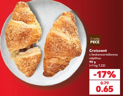 Croissant s lieskovoorieškovou náplňou