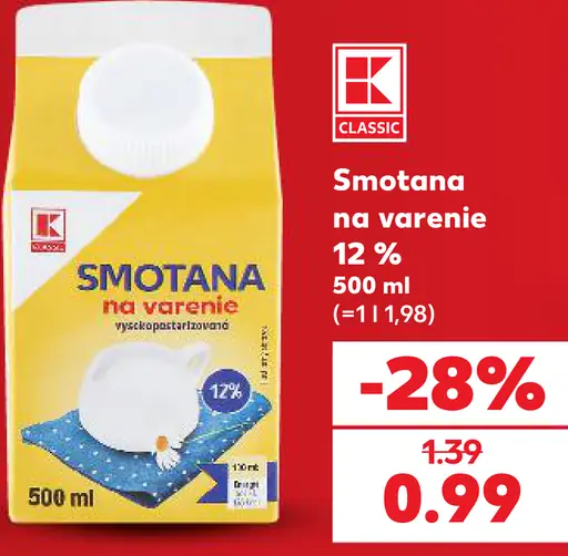 K-Classic smotana na varenie 12%