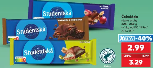 Studentská pečať čokoláda rôzne druhy