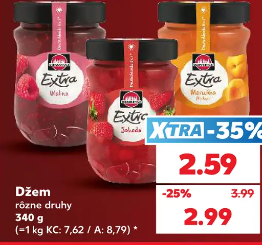 Extra džem rôzne druhy