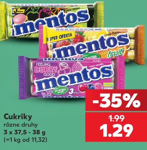 Mentos cukríky rôzne druhy