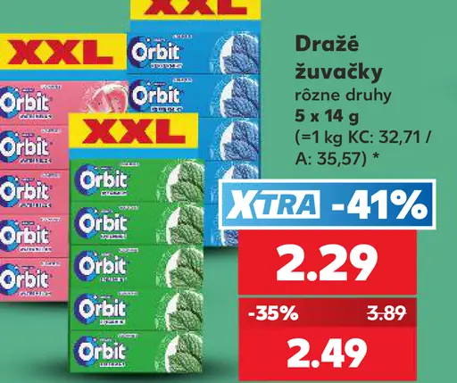 Orbit žuvačky, rôzne druhy