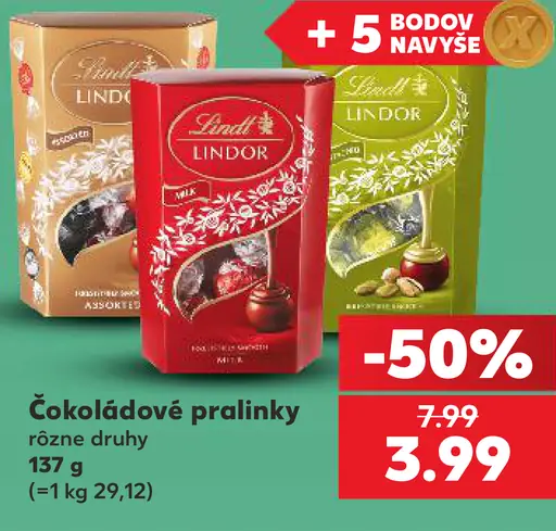 Lindt Lindor čokoládové pralinky rôzne druhy