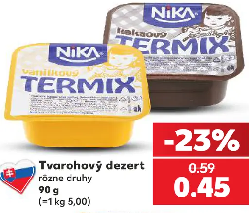 NIKA Termix tvarohový dezert, vanilkový a kakaový