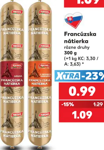Mecom francúzska nátierka rôzne druhy