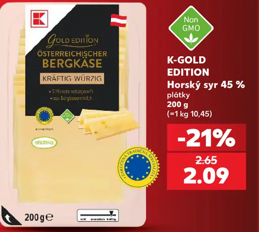 K-Gold Edition horský syr 45 % plátky