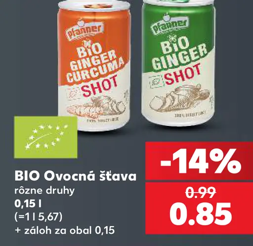 BIO ovocná šťava rôzne druhy