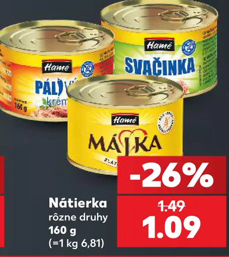Hamé nátierka rôzne druhy