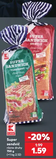 K-Classic Super sendvič rôzne druhy