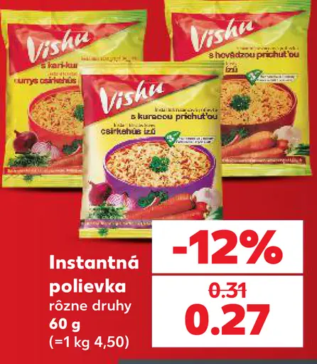 Visha instantná polievka, rôzne druhy