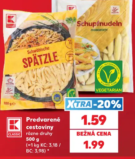 Kaufland Classic predvarené cestoviny, rôzne druhy