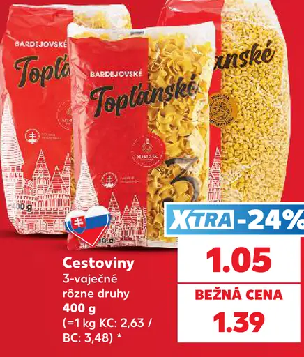 Bardejovské Topľanské cestoviny 3-vaječné rôzne druhy