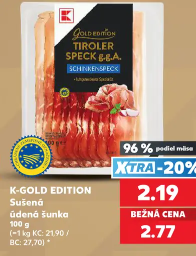 K-Gold Edition Tiroler Speck, sušená údená šunka