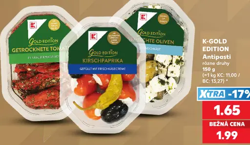 K-Gold Edition antipasti, rôzne druhy