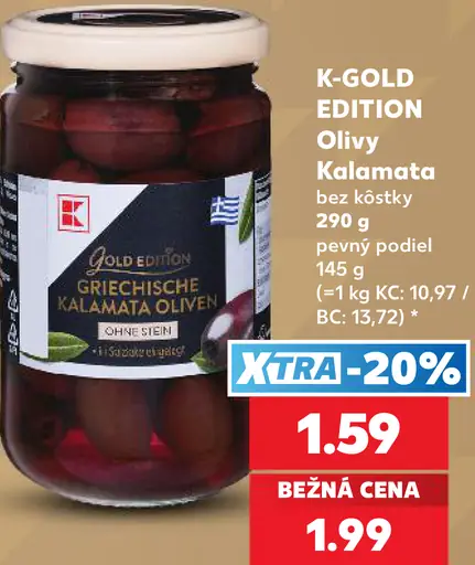 K-Gold Edition Grécke kalamata olivy bez kôstky