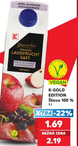 K-Gold Edition Jablkovo-čiernoríbezľová šťava 100 %