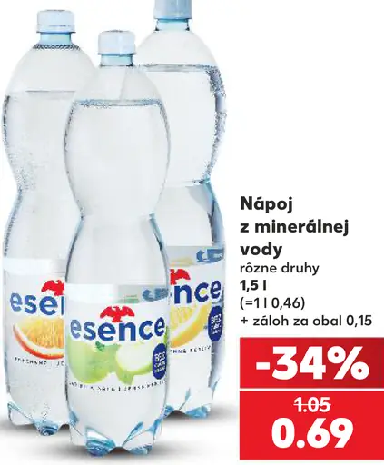 Esence nápoj z minerálnej vody rôzne druhy