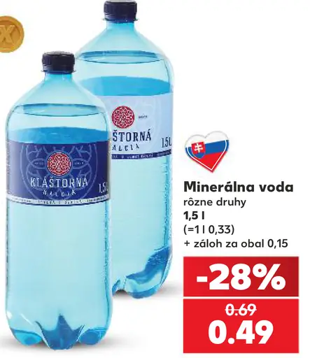 Kláštorná Kalcia minerálna voda