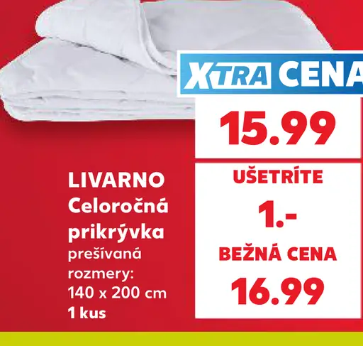 Livarno prešívaná celoročná prikrývka