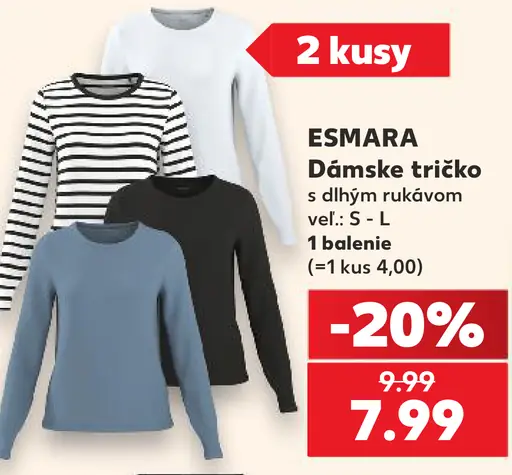Esmara dámske tričko s dlhým rukávom