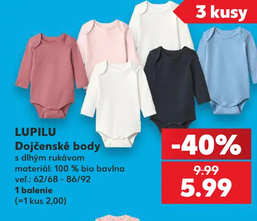 Lupilu dojčenské body s dlhým rukávom