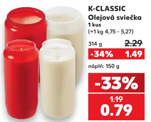 K-CLASSIC Olejová sviečka