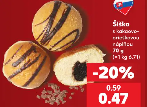Šiška s kakaovo-orieškovou náplňou