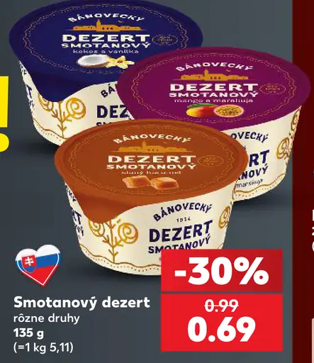 Bánovecký smotanový dezert rôzne druhy
