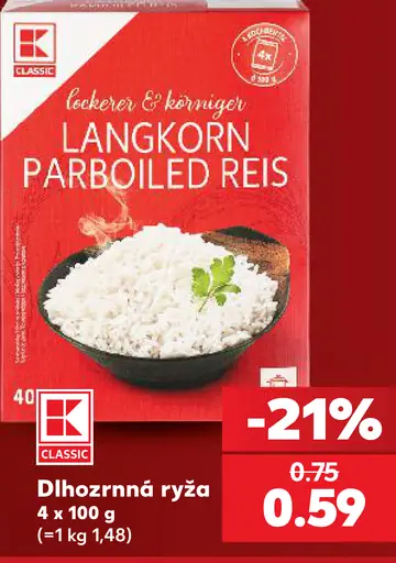 K Classic dlhozrnná parboiled ryža