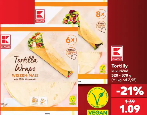 K-Classic kukuričné tortilly Weizen-Mais