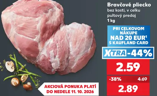 Bravčové plecko bez kosti v celku pultový predaj