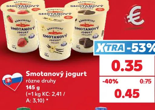 Smotanový jogurt rôzne druhy
