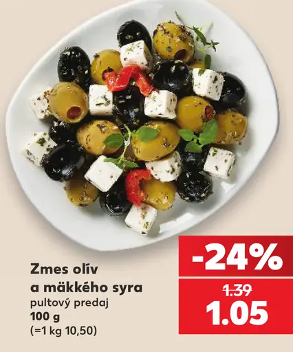 Zmes olív a mäkkého syra
