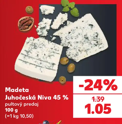 Madeta Juhočeská Niva 45 % pultový predaj