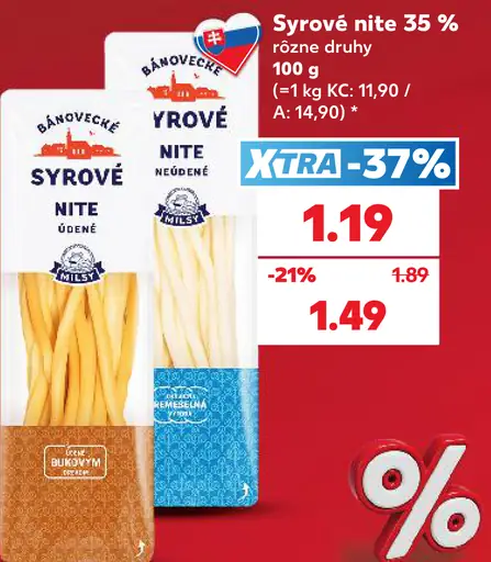 Bánovecké syrové nite 35 %, rôzne druhy
