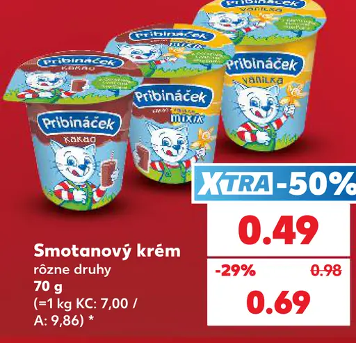 Pribináček smotanový krém rôzne druhy