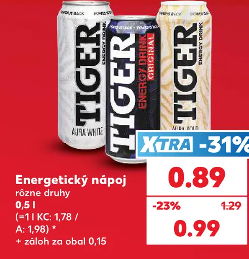 Tiger energetický nápoj rôzne druhy plechovka