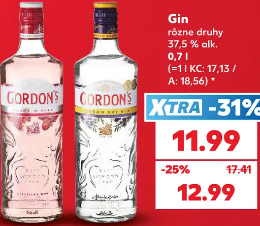 Gordon's gin rôzne druhy