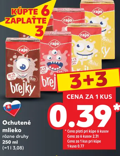 Rajo Brejky mlieko ochutené rôzne druhy
