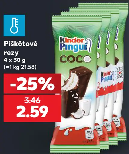 Kinder Pingui Coco piškótové rezy